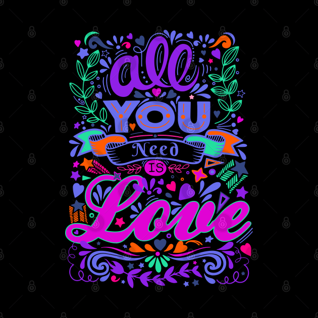 Retro Pop Art Lyrics - All You Need Is Love 2 by EDDArt