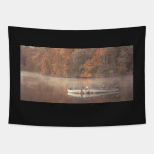 'Four Boats, Autumn Morning Mist', Loch Faskally, Pitlochry. Tapestry