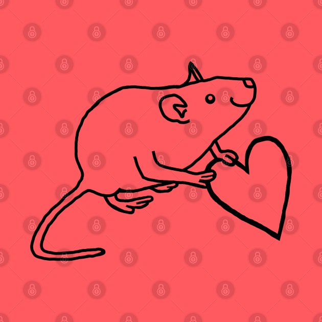 Minimal Rat Holds Your Heart Outline by ellenhenryart