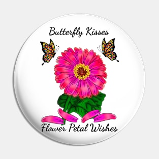 Butterfly Kisses Flower Petal Wishes Pink Gerbera Daisy Pin