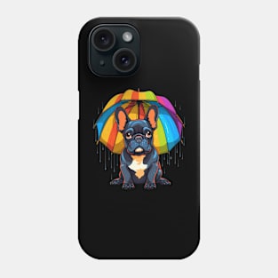 French Bulldog Rainy Day With Umbrella Phone Case