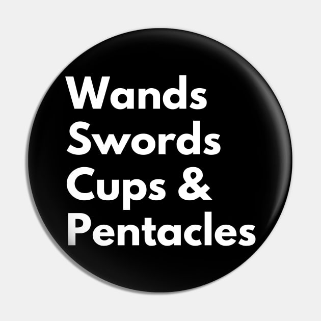 Wands Swords Cups Pentacles Tarot Pin TeePublic
