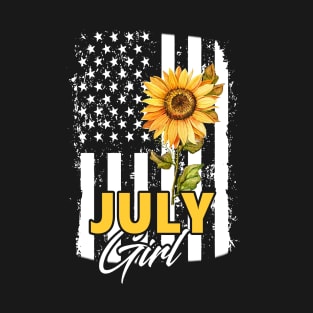 Flag Sunflower July Girl T-Shirt