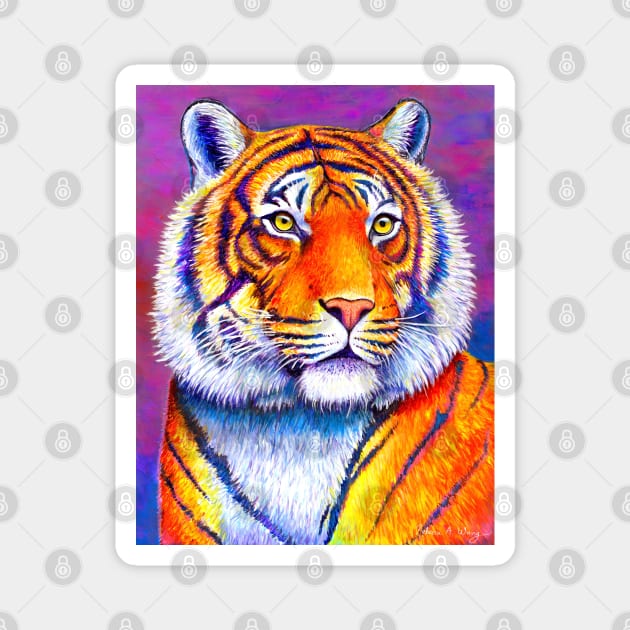 Fiery Beauty Colorful Bengal Tiger Magnet by rebeccawangart