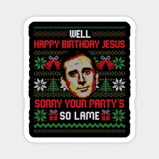Happy Birthday Jesus Funny Ugly Sweater Magnet