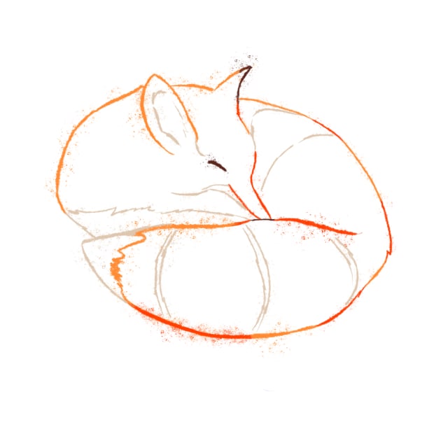 Fox sleepy painting lineart by Uwaki