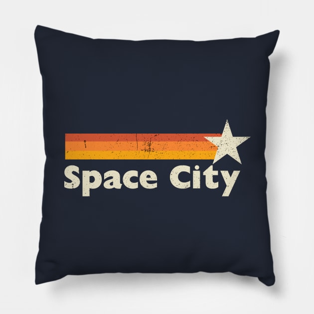 Retro Space City Pillow by Phoebe Bird Designs