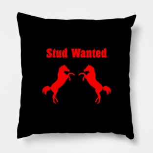 Stud Wanted Two Stallion Horses Dark Monotone Pillow