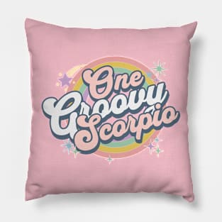 One Groovy Scorpio Cute Retro Design in Pastel Colors Pillow