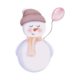 Christmas Snowman with Balloon. T-Shirt