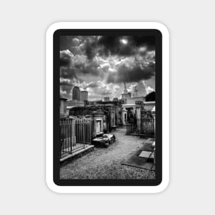 Cloudy Day at St. Louis Cemetery in Black and White Magnet