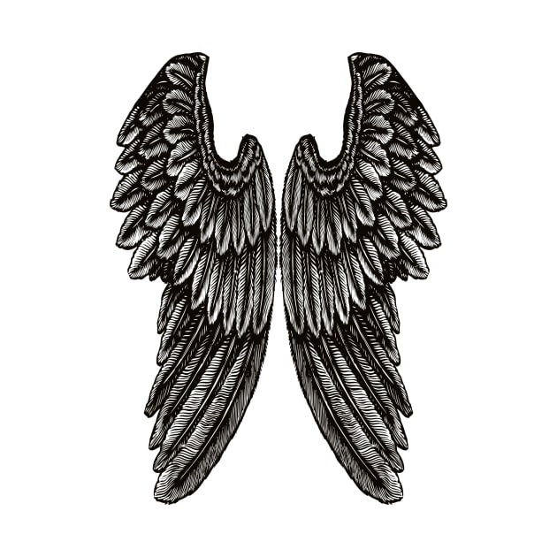 Angel Wings | Vintage Wings | Black and White | by Eclectic At Heart