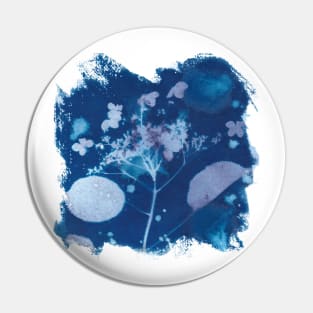 Cyanotype sunprint hydrangea indigo blue Pin