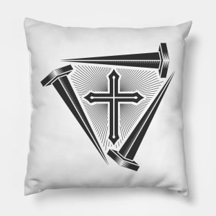 The cross of Jesus and the nails of the crucifixion Pillow