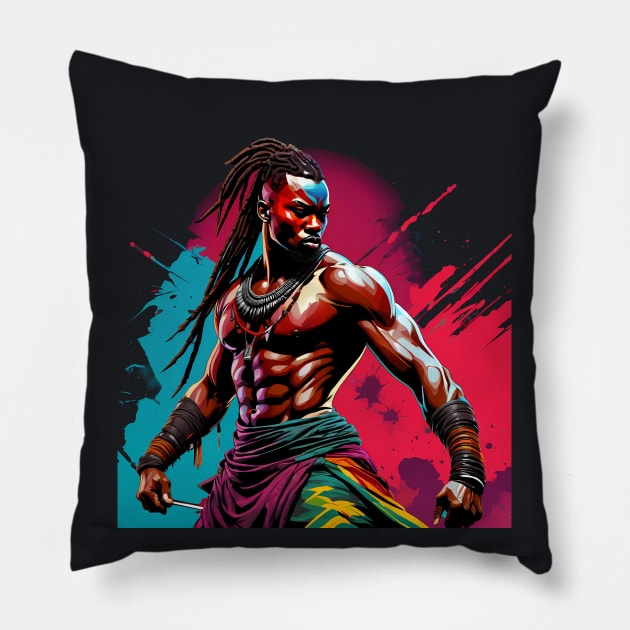 proud african warrior Pillow by TaevasDesign