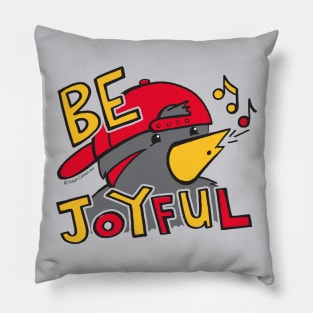 Be joyful - cute bird whistling with joy and happiness Pillow