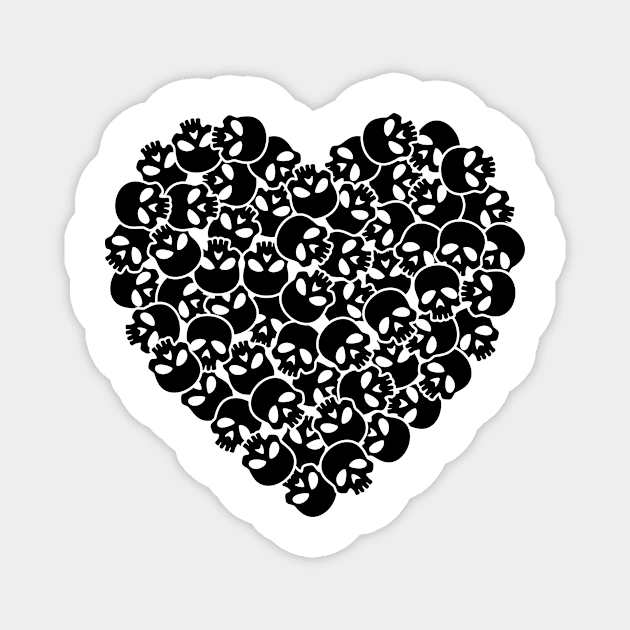 Love Heart Skulls Halloween Graphic Art Magnet by GupShup