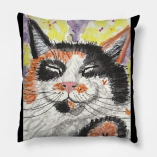 Happy Calico cat face art Pillow