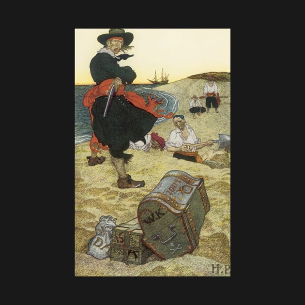 Pirate William Kidd Burying Treasure by Howard Pyle by MasterpieceCafe