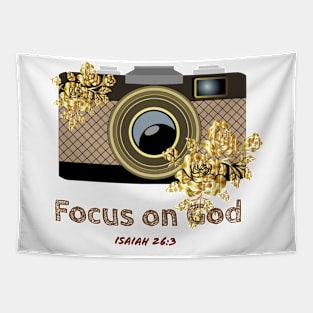 Focus on God, Isaiah 26 verse 3, Bible verse design Tapestry