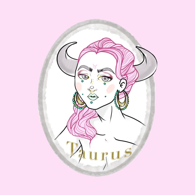 Taurus Zodiac Sign Art by carolyvesartwork