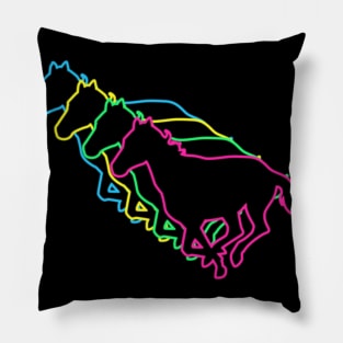 Horse 80s Neon Pillow