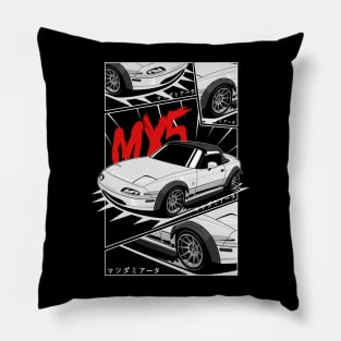 white miata jdm manga style Pillow