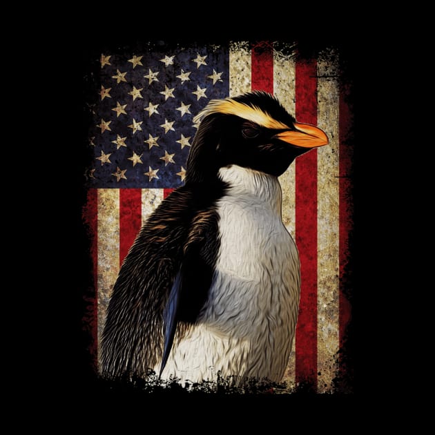 Chill Chic Penguin American Flag Tee for Antarctic Animal Aficionados by Kevin Jones Art