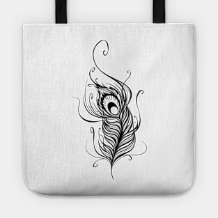 Stylized black peacock feather Tote