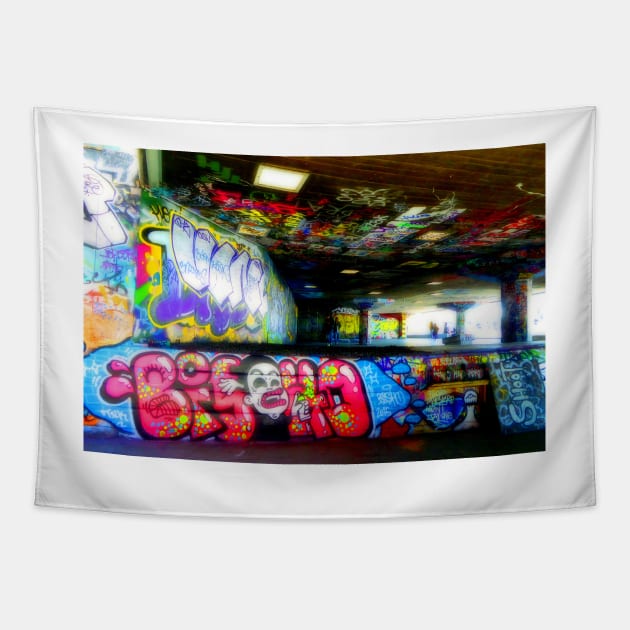 Southbank Skate Park Graffiti Street Art London Tapestry by AndyEvansPhotos