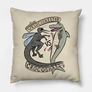 Mash Up Animals: Velociskeeter VS Crocoshark vintage tattoo inspired animal mashup animals Pillow