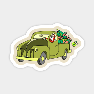 Santa Claus on pickup with Christmas gifts Magnet