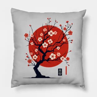 cherry tree blossom Japanese abstract minimal art Pillow