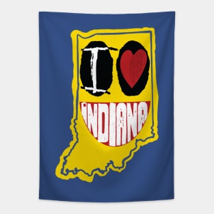 I Love Indiana Smiling Face Tapestry