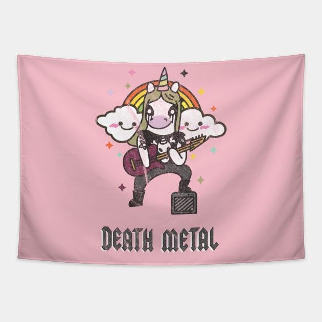 Death Metal Unicorn Tapestry by BasicBeach