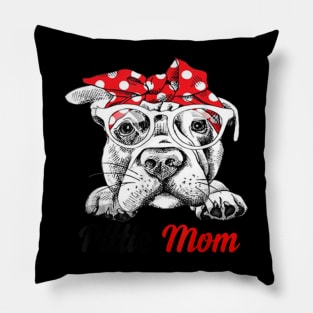 Pittie Mom With Red Bandana Headband Dog Mom Mothers Day Pillow