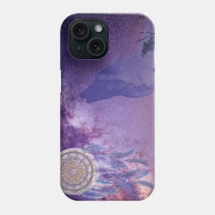 Wolf Howling at Moon with Dreamcatcher Phone Case