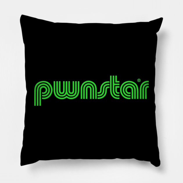 pwnstar® triline neon green retro 70s throwback inspired simple & elegant design logo Pillow by pwnstar