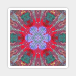 Psychedelic Hippie Flower Blue Purple and Red Magnet