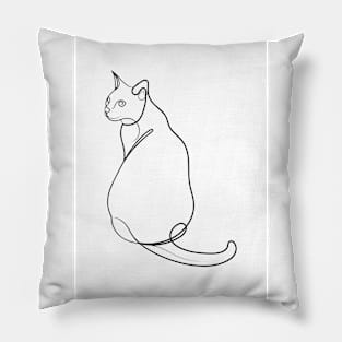 Sitting Cat Line Drawing Pillow