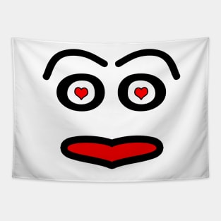 Funny love face - heart - red and black. Tapestry