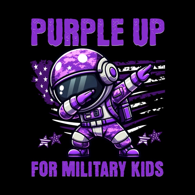 Purple Up Military Kids Military Child Month Astronaut Funny by Orhanpeter