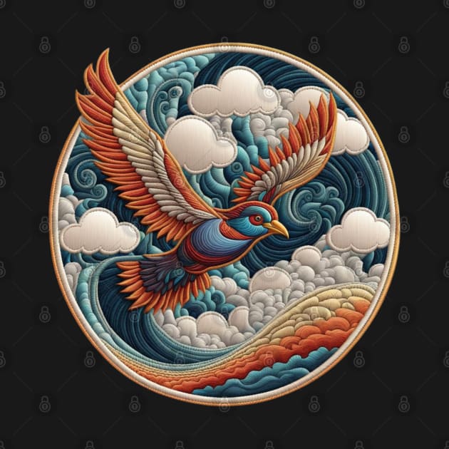 Bird in the Clouds Embroidered Patch by Xie