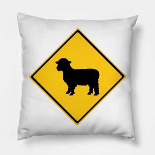 Sheep Warning Sign Pillow