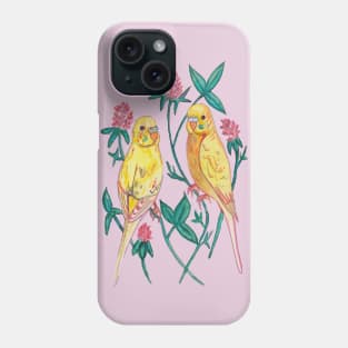 Budgies and clover, shamrock Phone Case