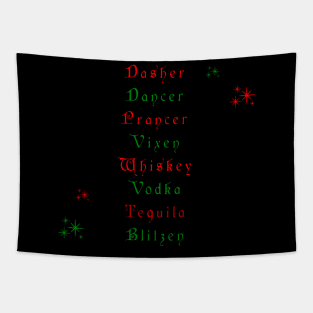 Santa's Reindeer Funny Christmas Tapestry