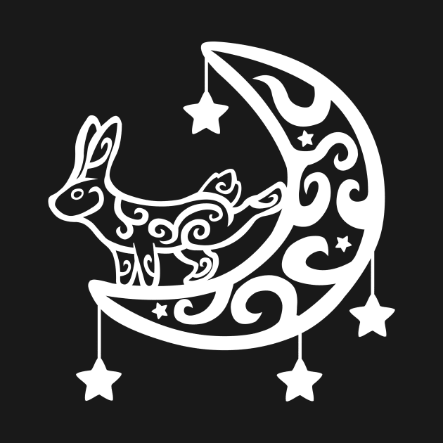 Moon Bunny Tribal Tattoo White by BiscuitSnack