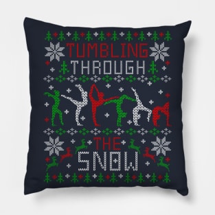 Tumbling Gymnastics Ugly Christmas Sweater Party Shirt Pillow