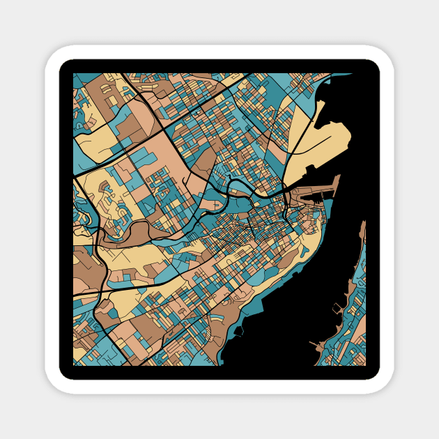 Quebec City Map Pattern in Mid Century Pastel Magnet by PatternMaps