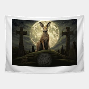 Hare, Pagan Hare, Pagan Art, Moon, Animal, Tapestry